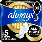 Always Ultra Secure Night Extra Sanitary Pads (taille 5) avec ailettes 32 pcs