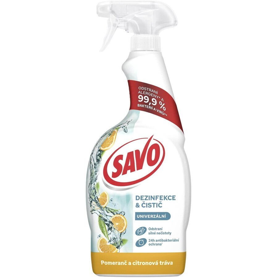 Savo Spray désinfectant et nettoyant à l'orange et à la citronnelle 700 ml