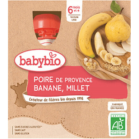 Babybio doypack pears with banana and millet 4 x 90 g