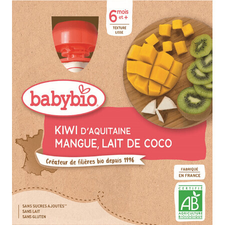 Babybio doypack Kiwi, Mango, Kokosnussmilch 4 x 90 g