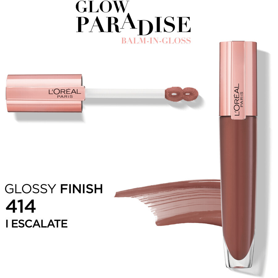 L'Oréal Paris Brilliant Signature Glow Paradise lipgloss 414 Escalate, 7 ml