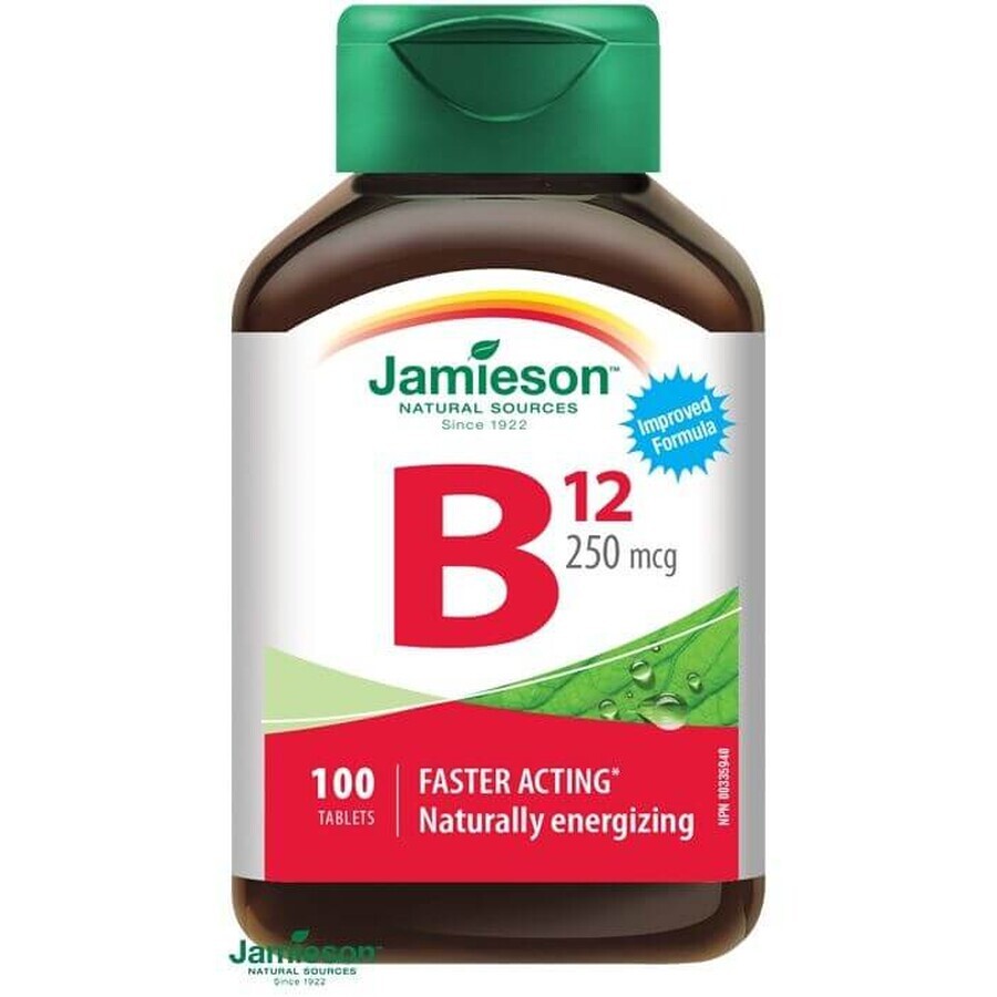 Jamieson Vitamina B12 Cianocobalamină 250 µg 100 tbl. 100 comprimate