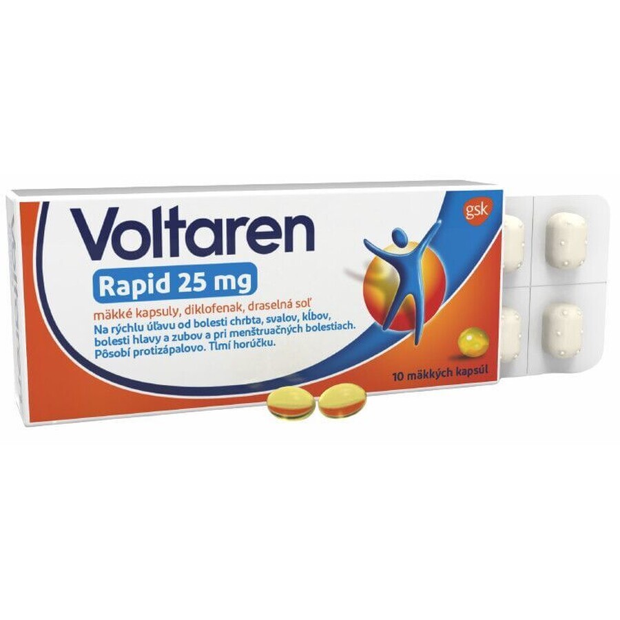 Voltaren Rapid 25mg fast relief of back pain 10 soft capsules