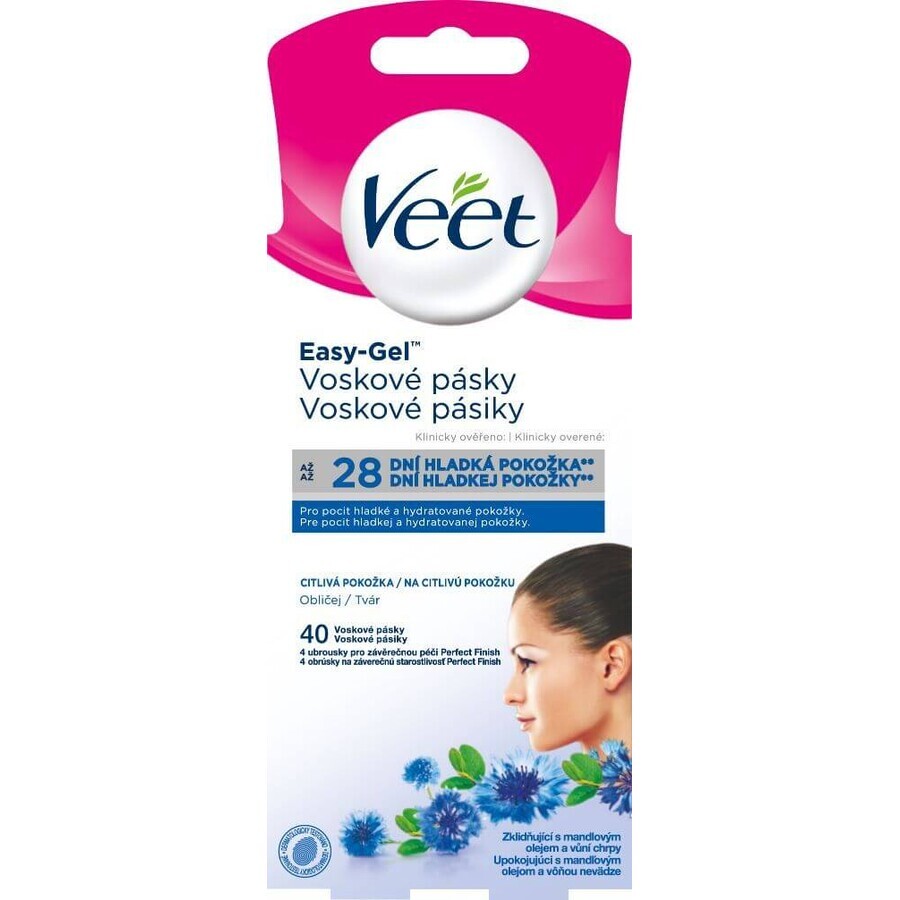 Veet Bandas de cera fría para depilación facial 40 unidades