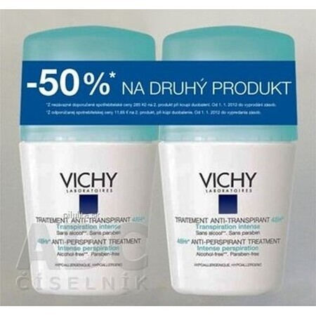 Vichy DEO ANTI-TRANSPIRANT, Antiperspirant 48H Intense Duo Hypoallergénique 2 x 50 ml