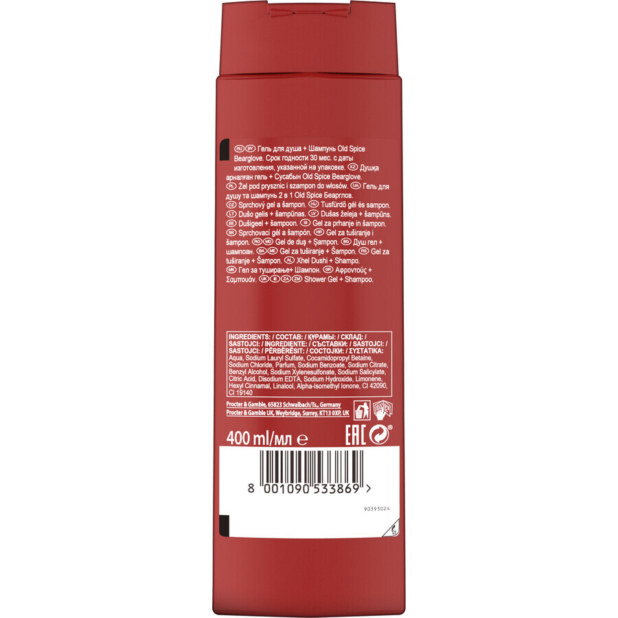 Old Spice Bearglove Gel de duș și șampon pentru bărbați 400 ml