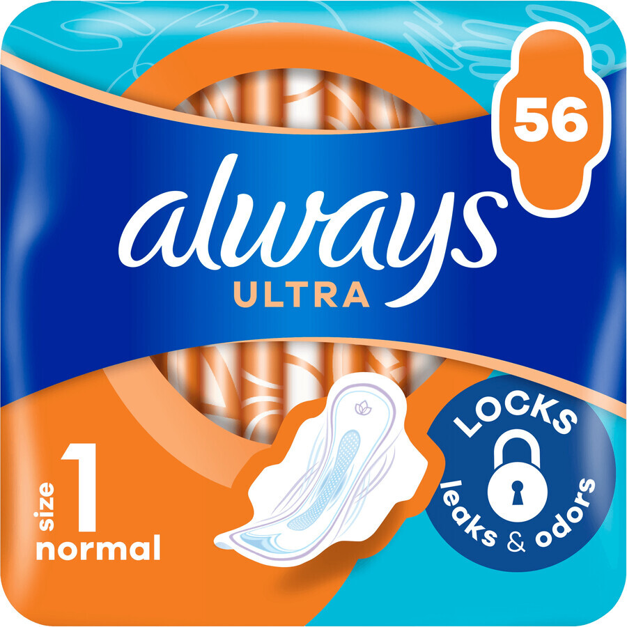 Serviettes hygiéniques Always Ultra Normal (taille 1) avec ailettes 56 pcs