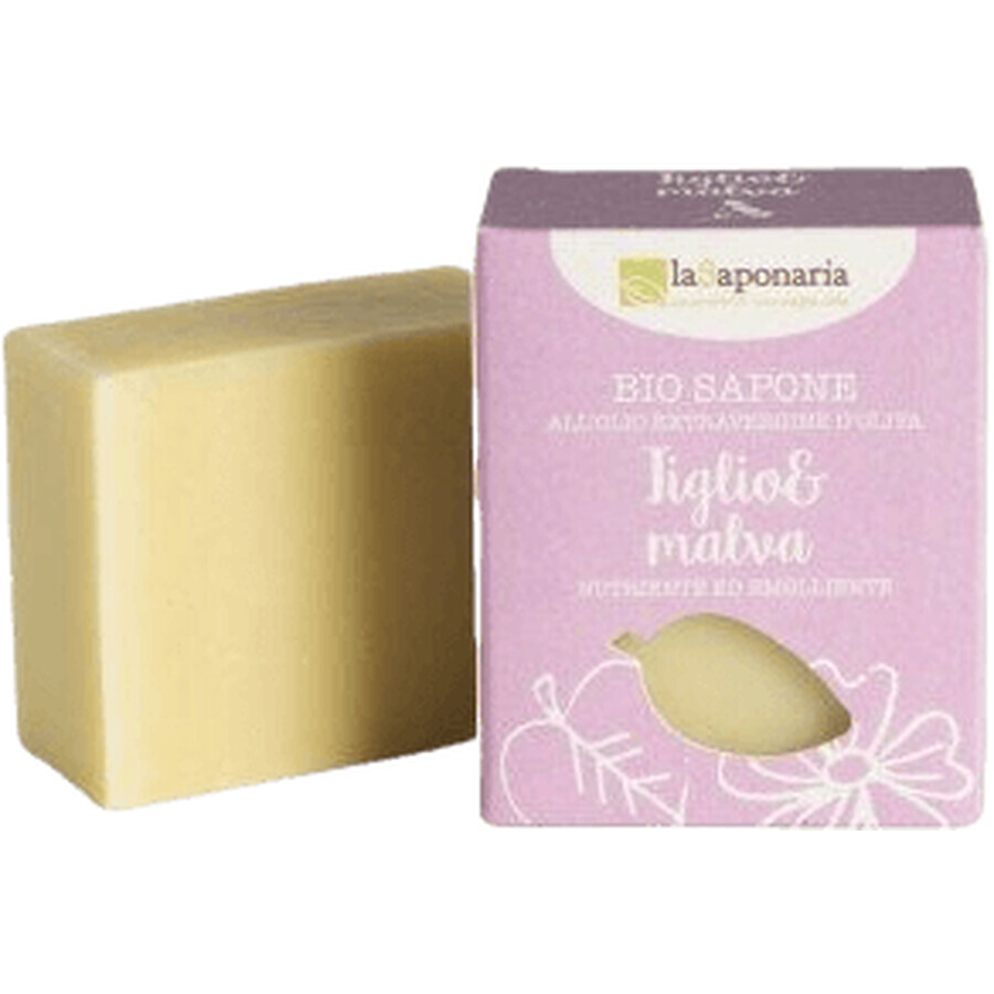 LaSaponaria Sapone solido di oliva biologico Tiglio e Malva 100 g