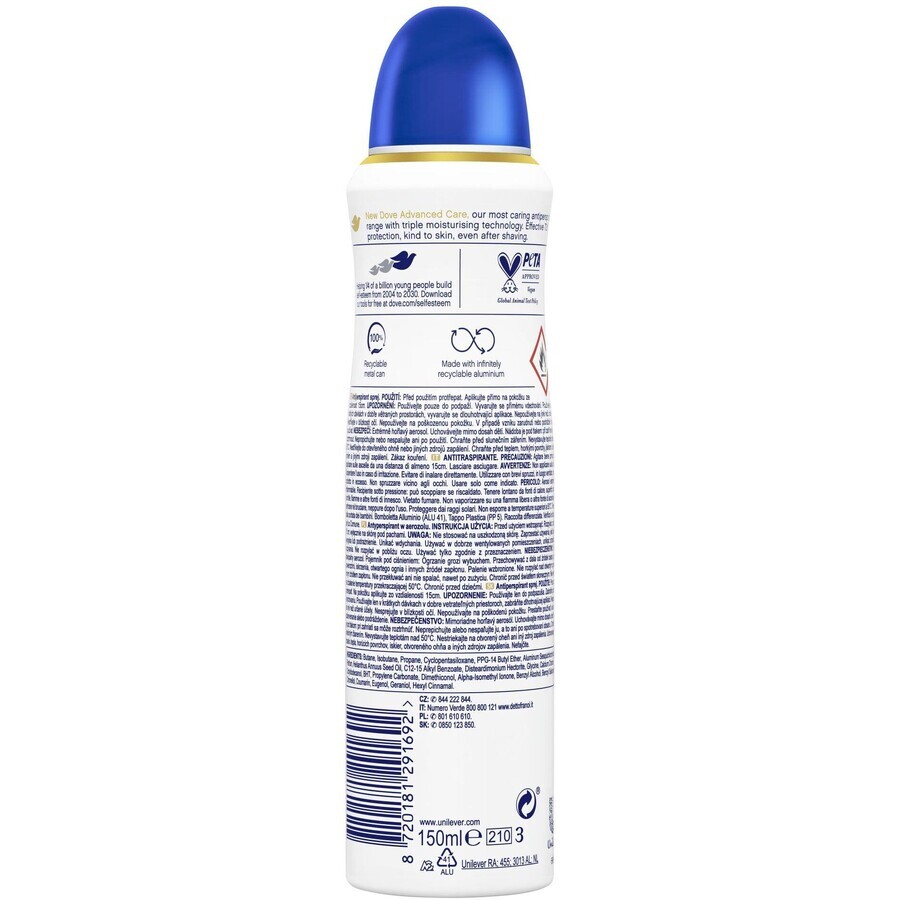 Dove Advanced care original spray anti-transpirant 150 ml