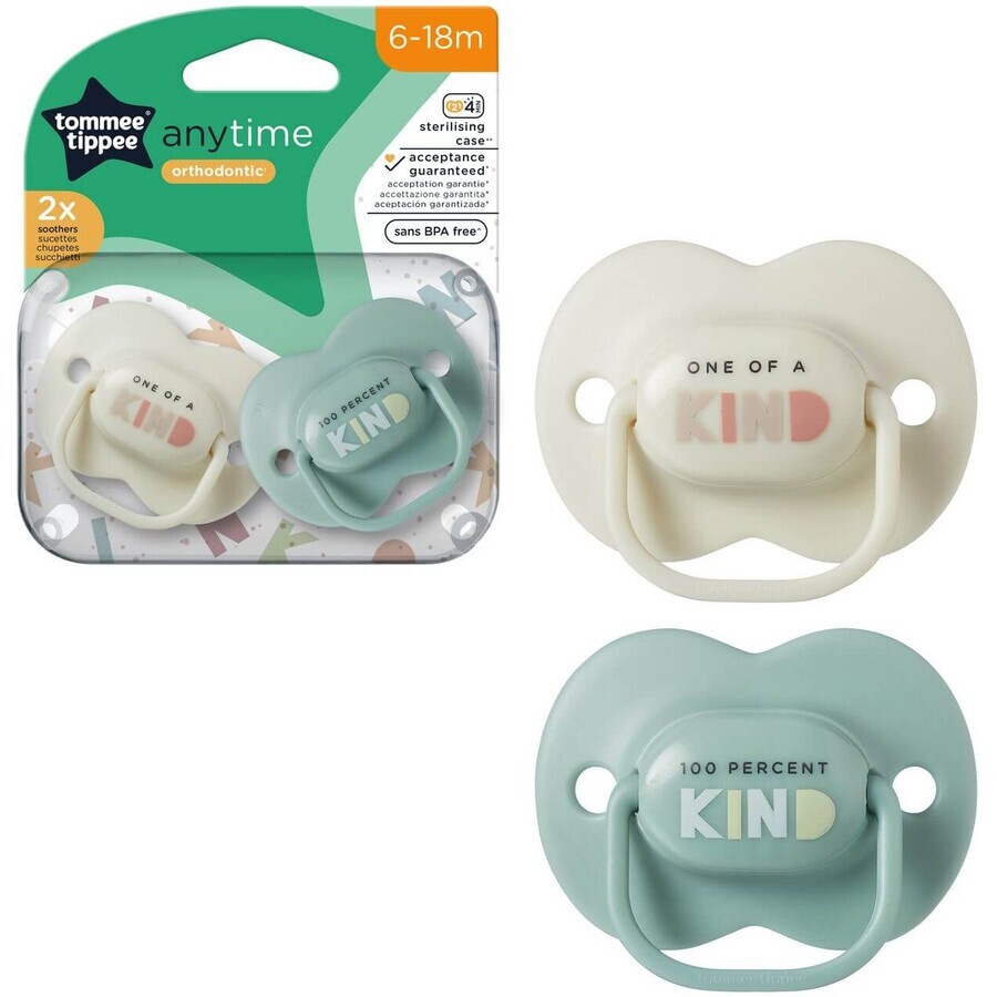 Tommee Tippee CTN AnyTime succhietto in silicone, 6-18m, più colori 2 pz.