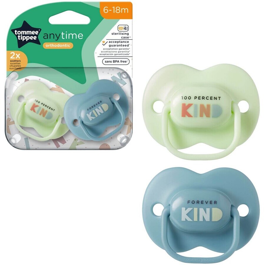 Tommee Tippee CTN AnyTime succhietto in silicone, 6-18m, più colori 2 pz.