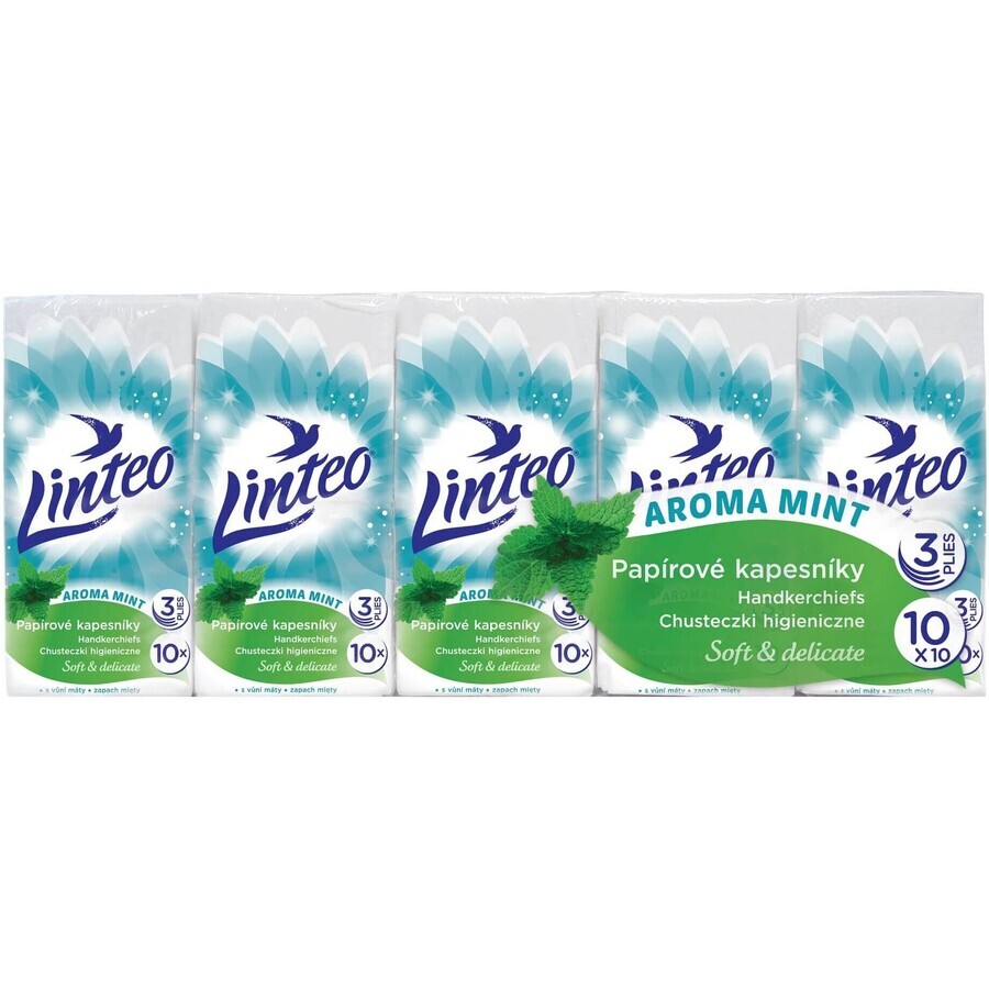 Linteo Paper napkins 3 ply, mint 10 x 10 pcs