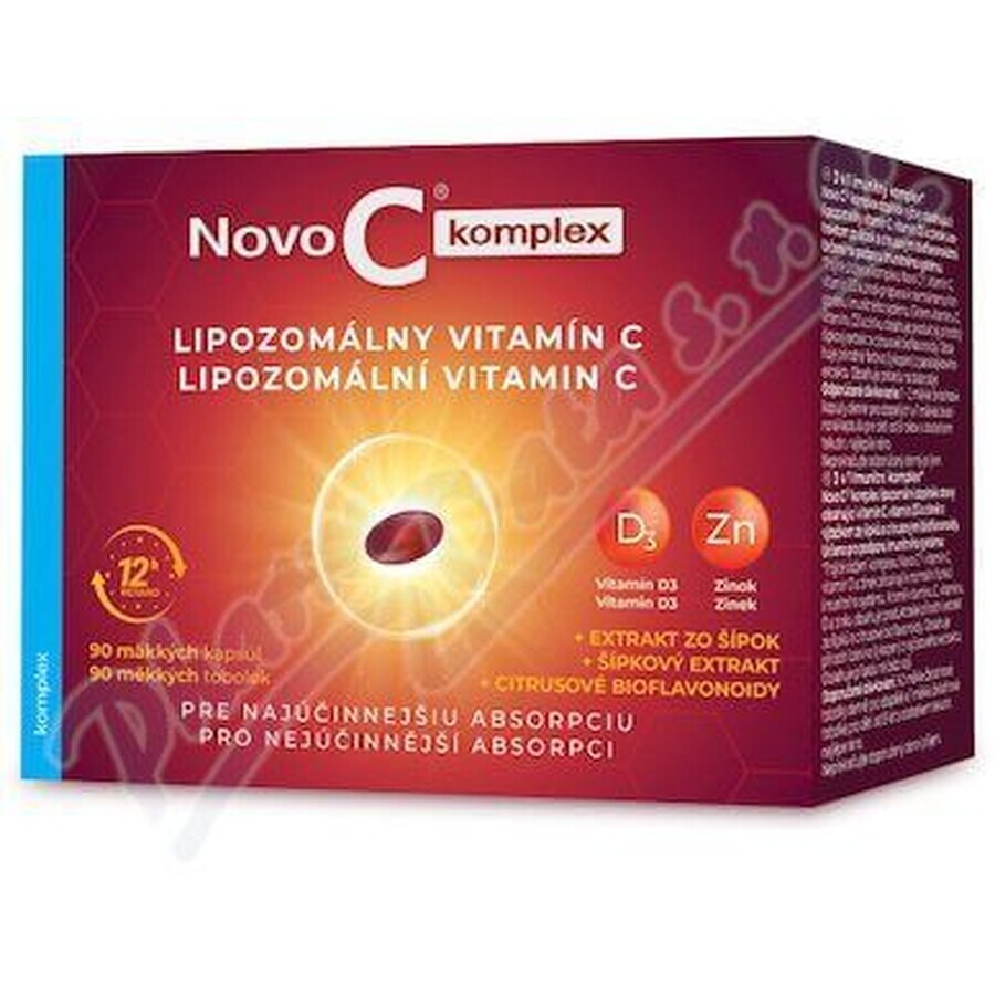 Novo C KOMPLEX Vitamina C liposomal con vitamina D3 y zinc 90 cápsulas blandas