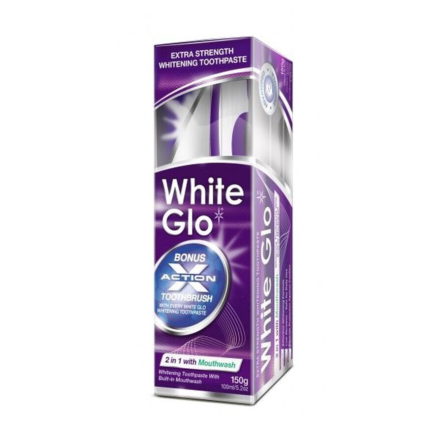 Dentifricio White Glo 2in1 + spazzolino e scovolino interdentale 150 g