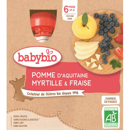 Babybio doypack apple, blueberry, strawberry 4 x 90 g