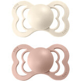 Bavoirs Supreme Sucettes symétriques en caoutchouc naturel Ivoire/Blush, 0-6m, 2 pcs