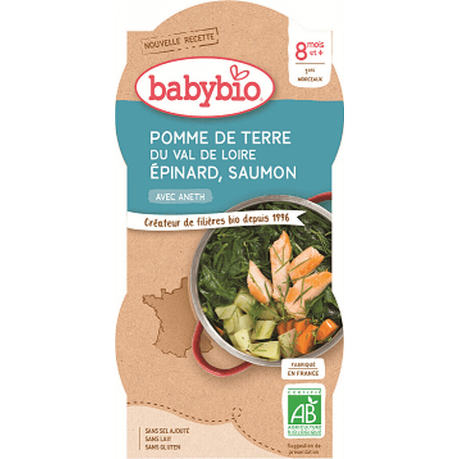 Babybio menu potatoes and spinach with salmon and rice 2 x 200 g