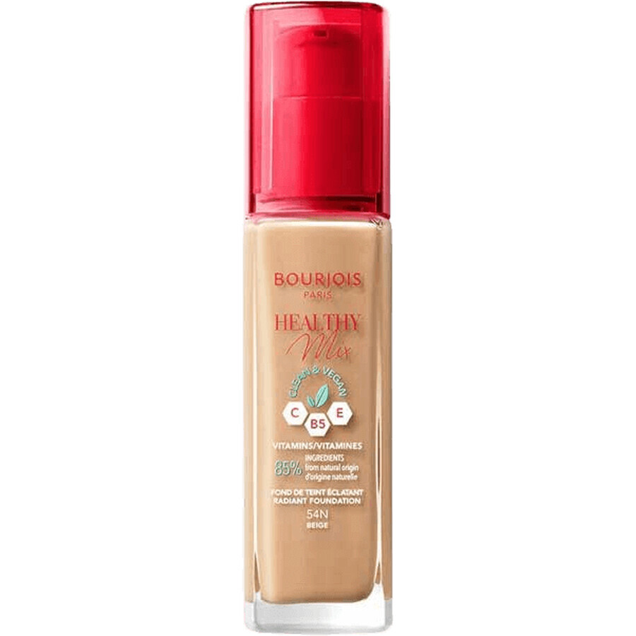 Bourjois Paris Healthy Mix Crema de Maquillaje Hidratante Iluminadora 24h 54N Beige 30 ml