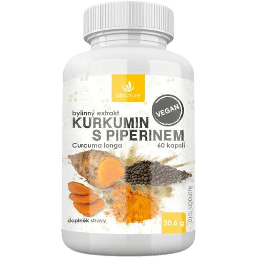 Allnature Curcumin mit Piperin Kräuterextrakt 60 Kapseln