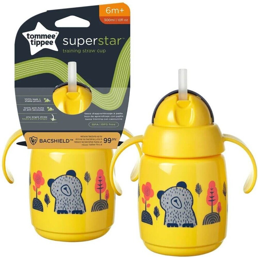 Tommee Tippee Superstar, non-flowing mug, 6m+, yellow 300 ml