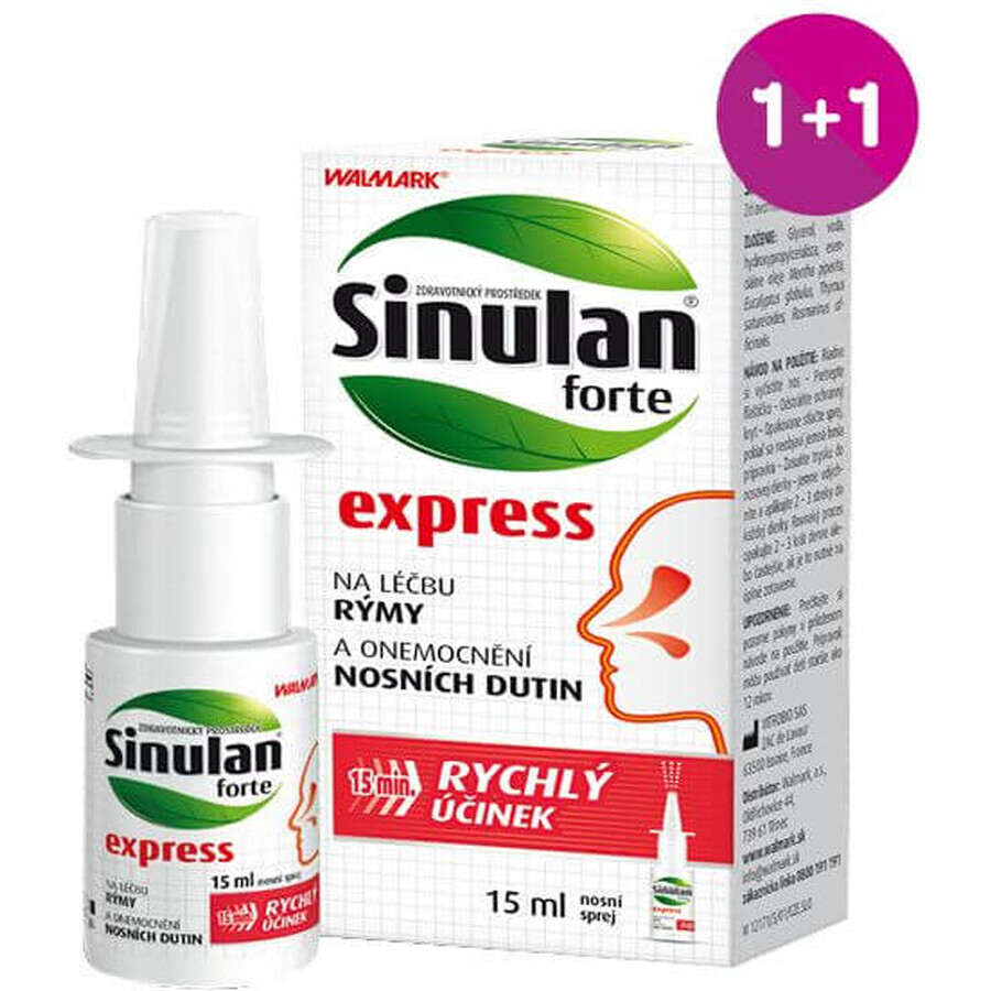 Walmark Sinulan forte spray nasal express 15ml 1+1 gratis 2 x 15 ml