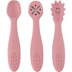 Petite&Mars Set di cucchiai da allenamento in silicone Take&Match Dusty Rose 6m+ 3 pz.