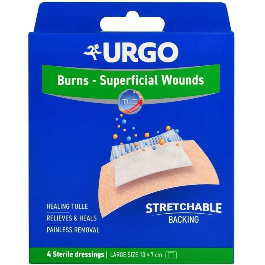 Urgo Burns For burns sterile lipidocolloid patch 10 x 7 cm 4 pcs