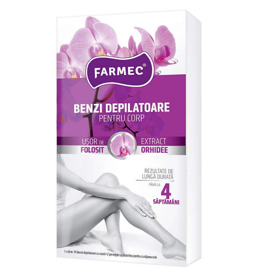 Hair removal strips with orchid extract for body, 7 pieces, Farmec