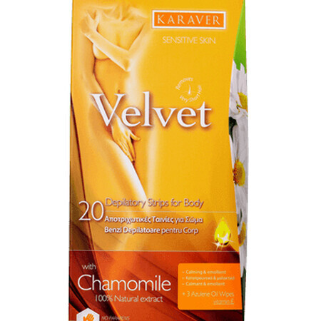 Hair removal strips for body with Velvet Chamomile, 20 pieces, Karaver