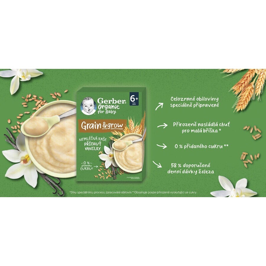 Gerber Organic porridge biologico senza latticini aromatizzato alla vaniglia 200 g