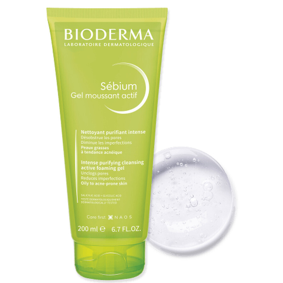 Bioderma Sébium Gel moussant actif gel de curățare pentru ten gras și acnee 200 ml