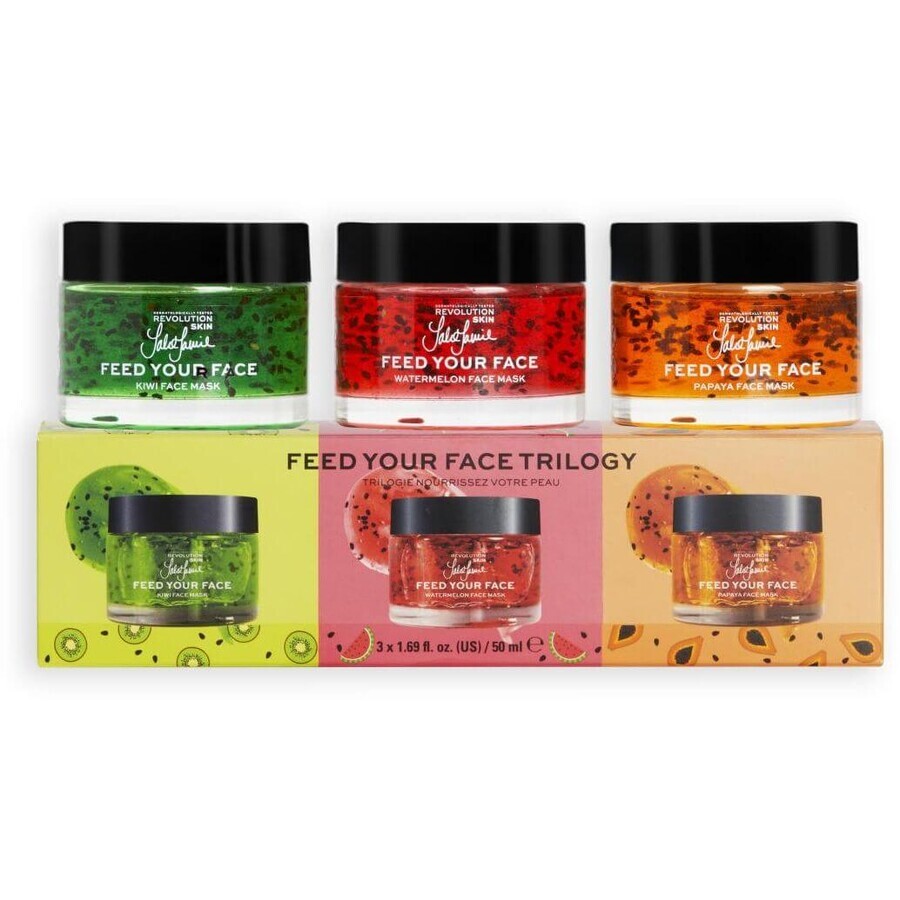 Revolution Skincare X Jake Jamie Fruitig Masker Trio - watermeloen, papaja en kiwi 3 x 50 ml