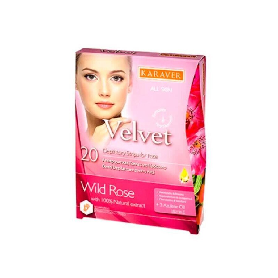 Hair removal strips for face with Wild Rose Velvet, 20 pieces, Karaver