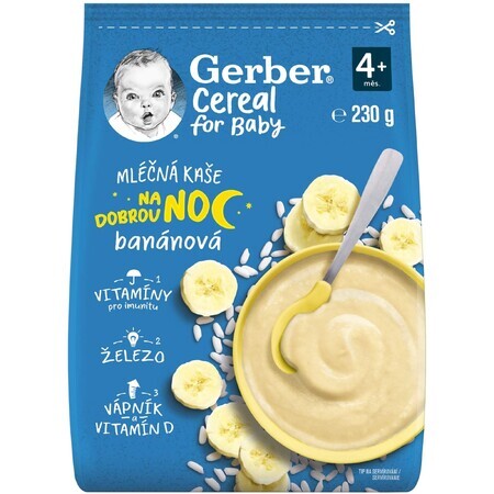 Gerber Porridge della buonanotte con cereali e latte, banana 230 g