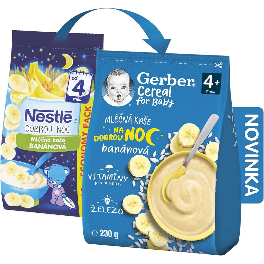 Gerber Porridge della buonanotte con cereali e latte, banana 230 g