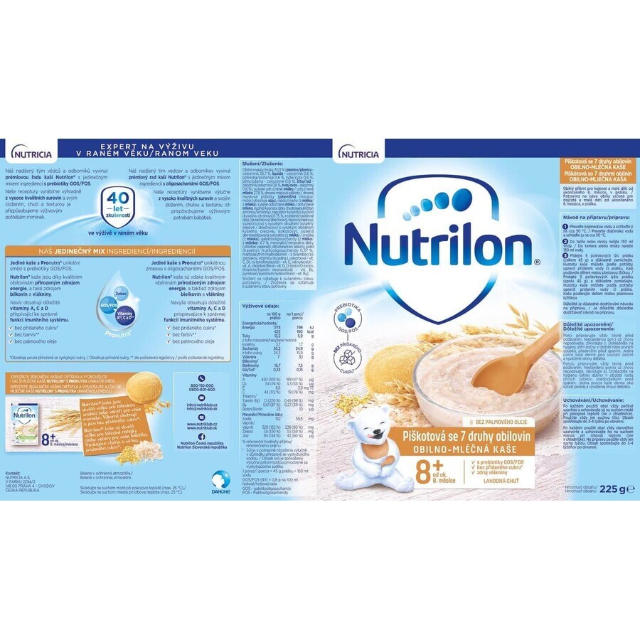 Nutrilon Porridge biscuit, 7 sortes de céréales 225 g