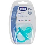 Suzetă Chicco All-Silicone Physio Soft, albastru 12m+