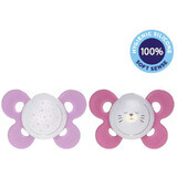 Chicco Physio Comfort Silicone Nighttime Soother Girl - Stars/Macko, 16-36m+