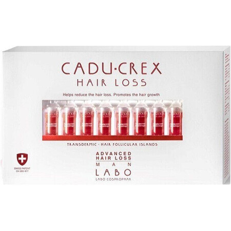 Cadu-Crex Anticaída ampollas para hombre, Fase avanzada 20 ampollas