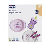 Chicco Set de masă - farfurii, tacâmuri, ceașcă, 12m+ roz 200 ml