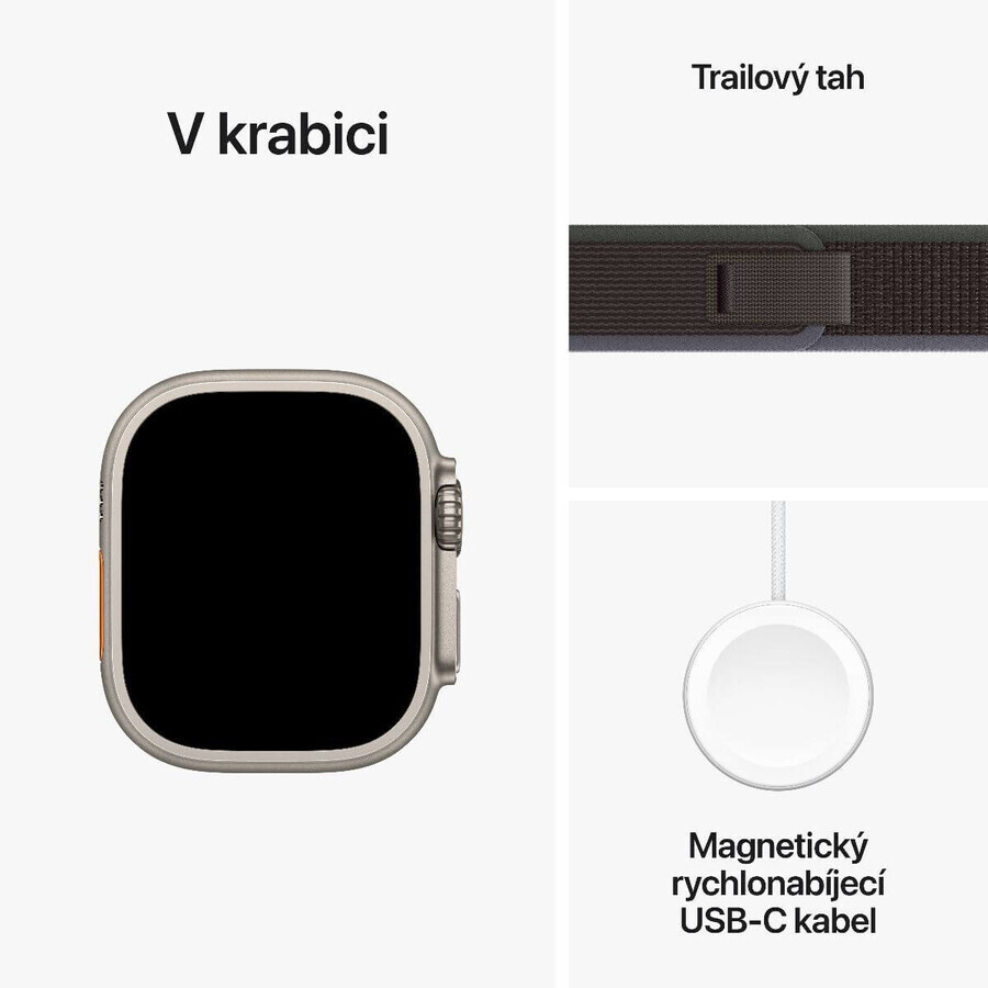 Apple Watch Ultra 2 GPS + Cellular, carcasă din titan de 49 mm cu buclă Blue/Black Trail Loop - M/L