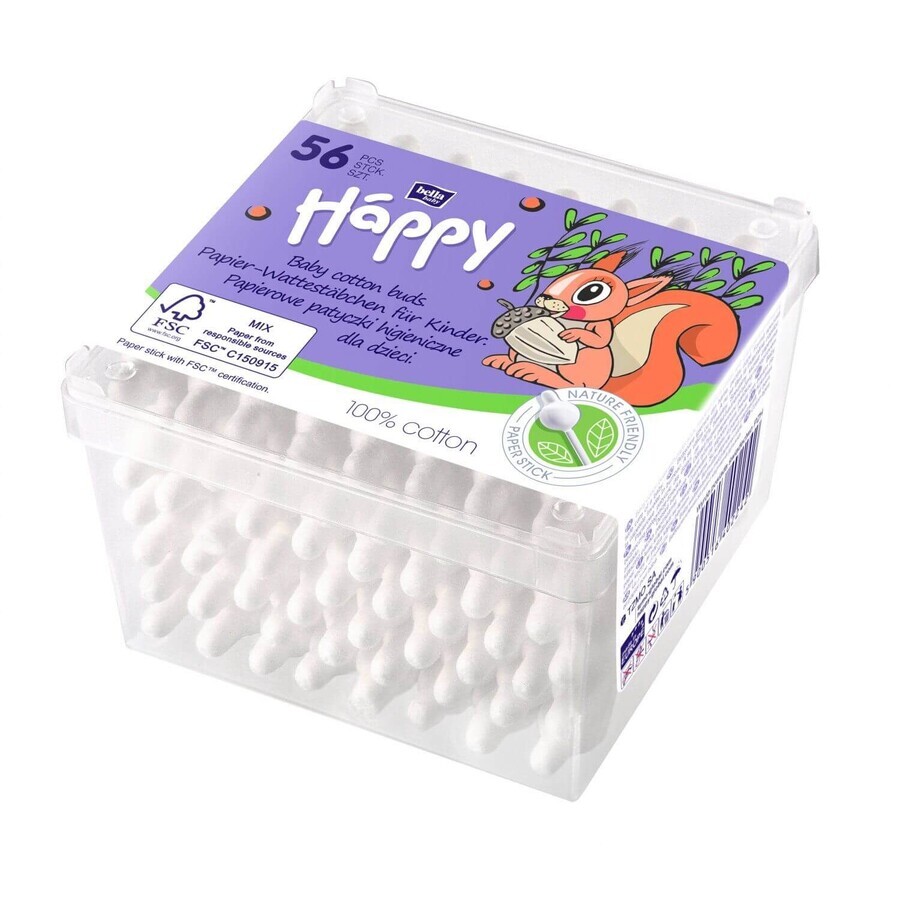 Bella Háppy Baby wattenstaafjes, 1 x 56 stuks