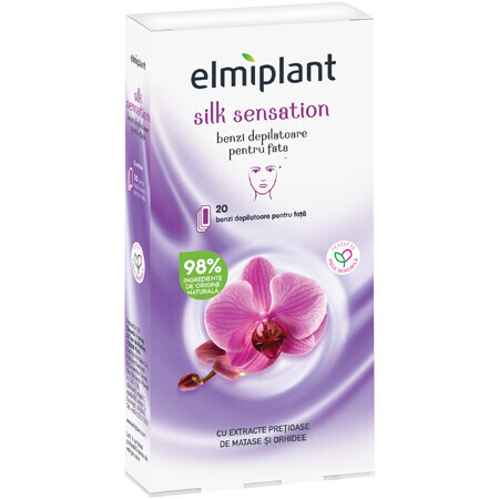 Strisce depilatorie per il viso con olio di seta e orchidea Silk Sensation, 20 strisce+2 tovaglioli, Elmiplant 