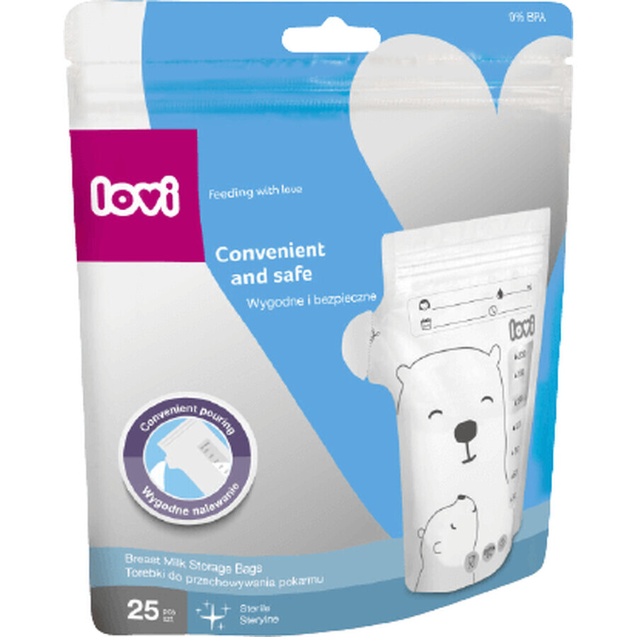 LOVI Buddy Bear sacs de conservation du lait maternel, 1 x 25 pcs