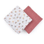 Petite&Mars Coperta in mussola di bambù Misty Rose Rainbow 2in1, 120 x 120 cm 2 pezzi