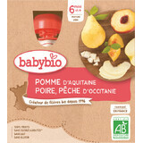 Babybio doypack apple, pear, peach 4 x 90 g