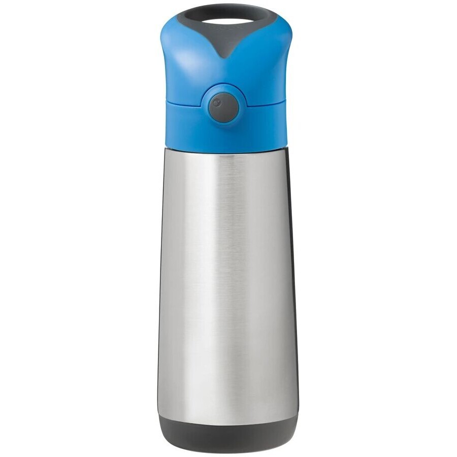 B. box Thermos à boire avec paille, bleu/gris 500 ml