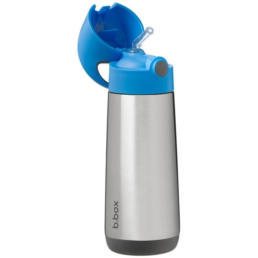 B. box Thermos à boire avec paille, bleu/gris 500 ml