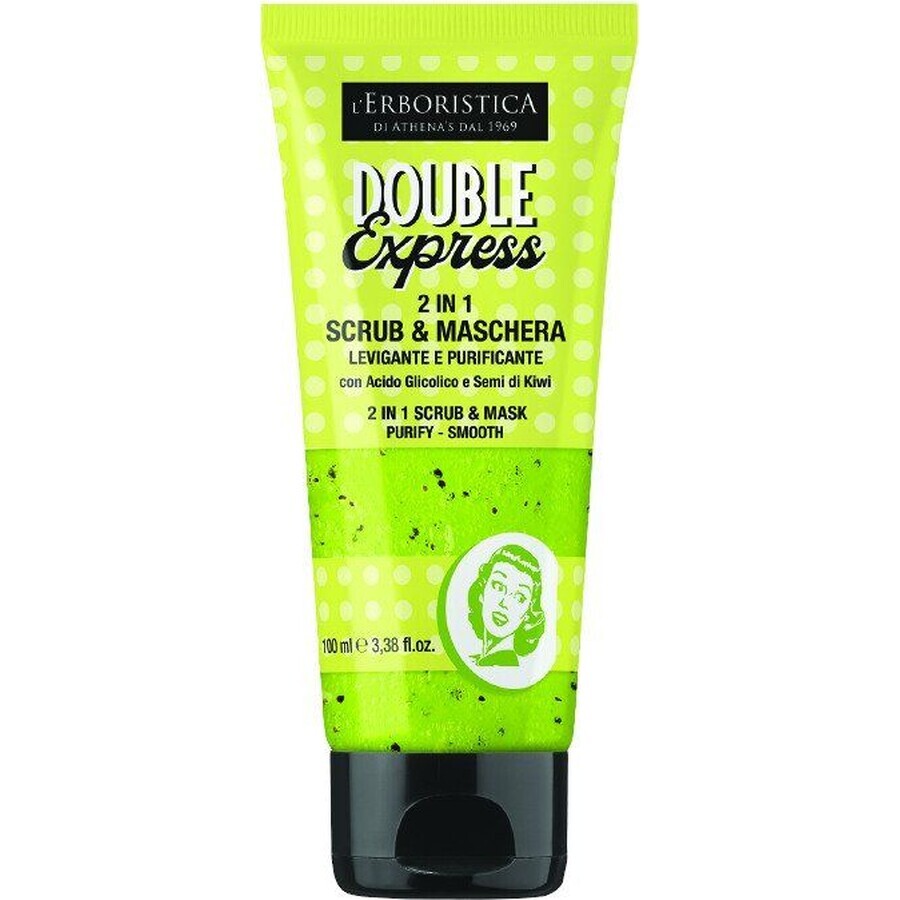 Erboristica Double Express 2 en 1 Mascarilla facial limpiadora y alisadora contra los puntos negros 100 ml