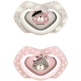 Canpol babies BONJOUR PARIS set di ciucci simmetrici in silicone rosa 6-18m 2 pezzi